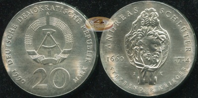 Германия [ГДР]. 20 марок. 1990.A (Unc. Серебро)