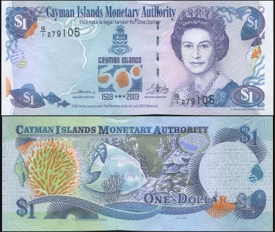 Каймановы о-ва Банкнота 1 доллар 2003 Unc Бумага Кат# P.30a