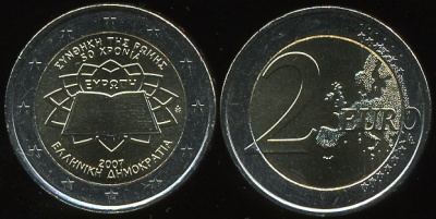 Греция. 2 евро. 2007 (Unc. Биметалл)