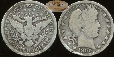 США. 25 центов. 1899 (VG. Серебро)