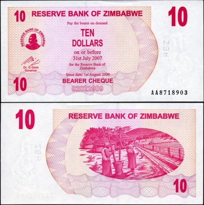 Зимбабве. 10 долларов (Unc) 2006
