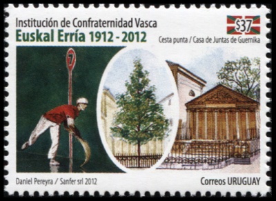 Уругвай. 2012. 100 лет Институту Содружества Басков Euskal Erria (Почтовая марка. MNH OG)