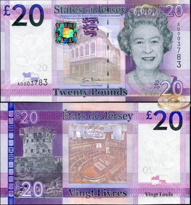 Джерси. 20 фунтов (Unc) 2010