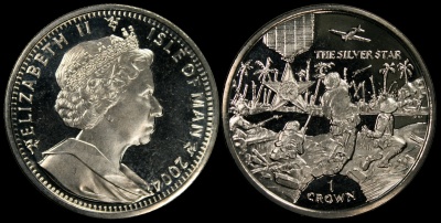 Остров Мэн. 1 крона. 2004.PM (Unc) Серебряная звезда