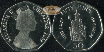 Гибралтар. 50 пенсов. 2008 (Unc)