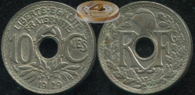 Франция. 10 сантимов. 1929 (XF)