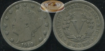 США. 5 центов. 1910 (F)