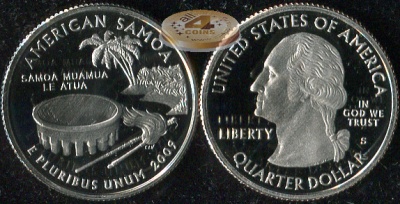 США. Квотер (25 центов). 2009.S (Proof) Американское Самоа
