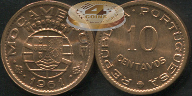Мозамбик (Португальский). 10 центаво. 1961 (Unc)