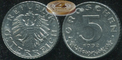Австрия. 5 грошенов. 1992 (Unc)