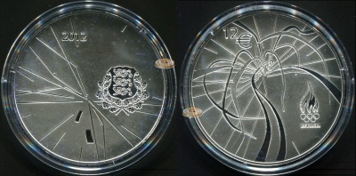 Эстония. 12 евро. 2012 (Proof. Серебро) XXX Летние Олимпийские игры. Лондон 2012