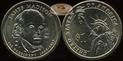 США. 1 доллар. 2007.D (Unc) Джеймс Мэдисон