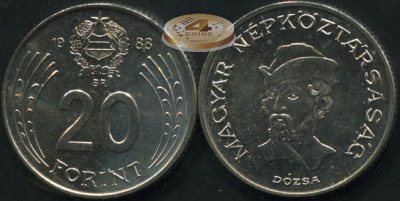 Венгрия. 20 форинтов. 1988 (Unc)