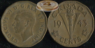 Канада. 5 центов. 1943 (VF)