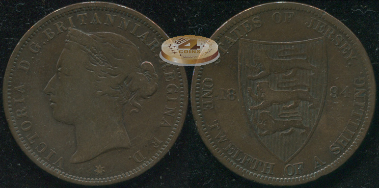 Джерси. 1/12 шиллинга. 1894 (VF)