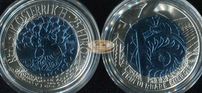Австрия. 25 евро. 2010 (Unc. Биметалл (Серебро/Ниобий))