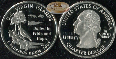 США. Квотер (25 центов). 2009.S (Proof) Амер. Виргинские о-ва