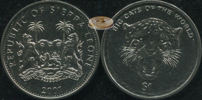 Сьерра Леоне. 1 доллар. 2001 (Unc)
