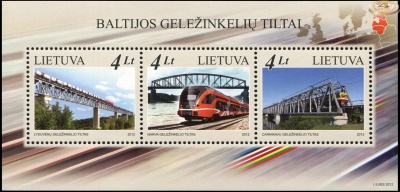 Литва. 2012. Железнодорожные мосты (Почтовый блок. MNH OG)