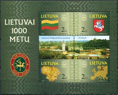 Литва. 2001. 1000-летие Литвы (Почтовый блок. MNH OG)