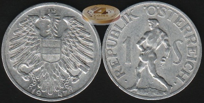 Австрия. 1 шиллинг. 1947 (aXF)
