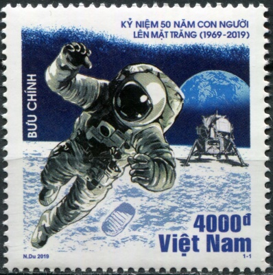 Вьетнам. 2019. 50-я годовщина полета "Аполлона-11" на Луну (Почтовая марка. MNH OG)