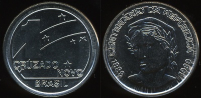 Бразилия. 1 новый крузейро. 1989 (Unc)
