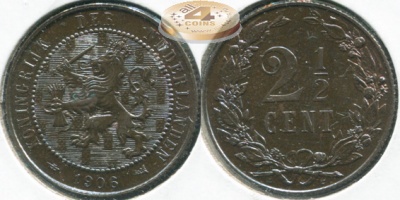 Нидерланды. 2 1/2 цента. 1906 (Unc)
