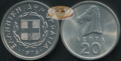 Греция. 20 лепта. 1976 (Unc)