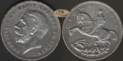 Великобритания. 1 крона. 1935 (Unc. Серебро)