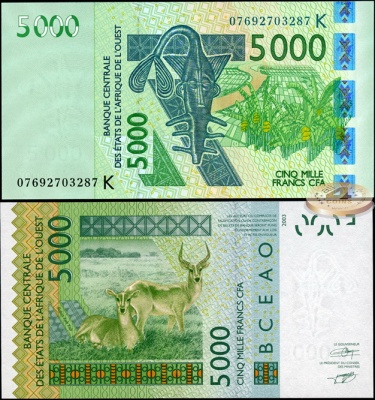 Сенегал (КФА Запад). 5000 франков (Unc) 2007