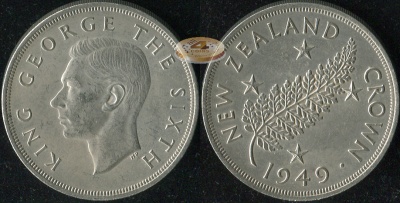 Новая Зеландия. 1 крона. 1949 (aUnc++. Серебро)