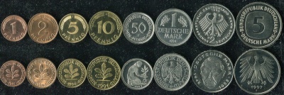 Германия (ФРГ). Набор №1 (8 монет) 1950-96