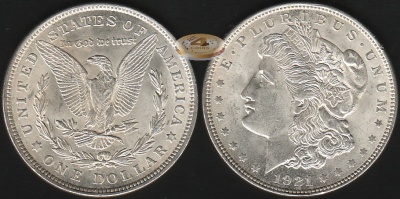 США. 1 доллар. 1921 (aUnc. Серебро)