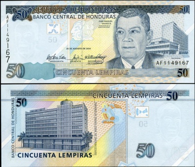 Гондурас. 50 лемпир (Unc) 2004