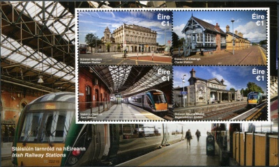 Ирландия. 2017. Железнодорожные вокзалы в Ирландии (Малый лист. MNH OG)