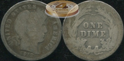 США. 10 центов (Дайм). 1912 (AG. Серебро)