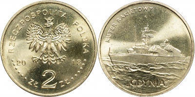 Польша. Монета 2 злотых. 2013 (KM#Y.848. Unc) Ракетный катер "Гдыня"