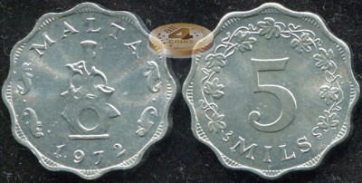 Мальта. 5 мил. 1972 (Unc)