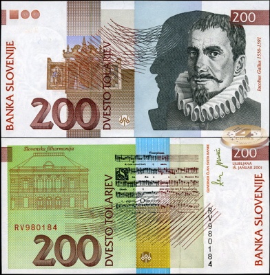 Словения. 200 толариев (Unc) 2001