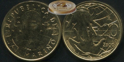 Сан-Марино. 20 лир. 2000 (Unc)