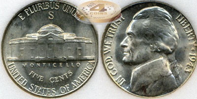 США. 5 центов. 1943.S (BU. Серебро / MS-68, слаб)