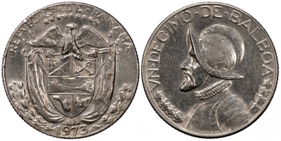 Панама. Монета 1/10 бальбоа. 1973 (KM#10. XF)