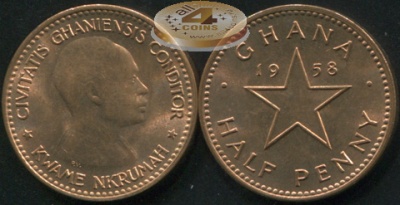 Гана. 1/2 пенни. 1958 (Unc)