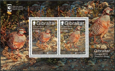 Гибралтар. 2019. Национальные птицы (Почтовый блок. MNH OG)