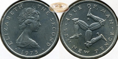 Остров Мэн. 10 новых пенсов. 1975 (Unc)