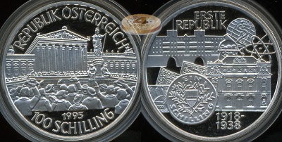 Австрия. 100 шиллингов. 1995 (Proof. Серебро)