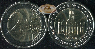 Германия. 2 евро. 2009.F (Unc. Биметалл)
