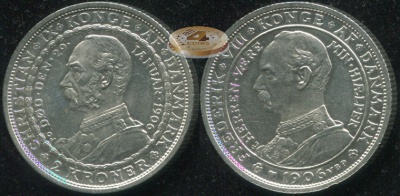 Дания. 2 кроны. 1906 (Unc. Серебро)