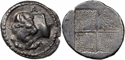 Аканф. Тетрабол. XF/VF серебро. 425-380 до н.э.